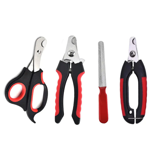 Artshu 4 Pieces/set Pet Dog Cat Nail Clipper Cutter Stainless Steel Grooming Trimmer Scissors Clippers for Animals with Lock 2 sizes (Small Black and Red)