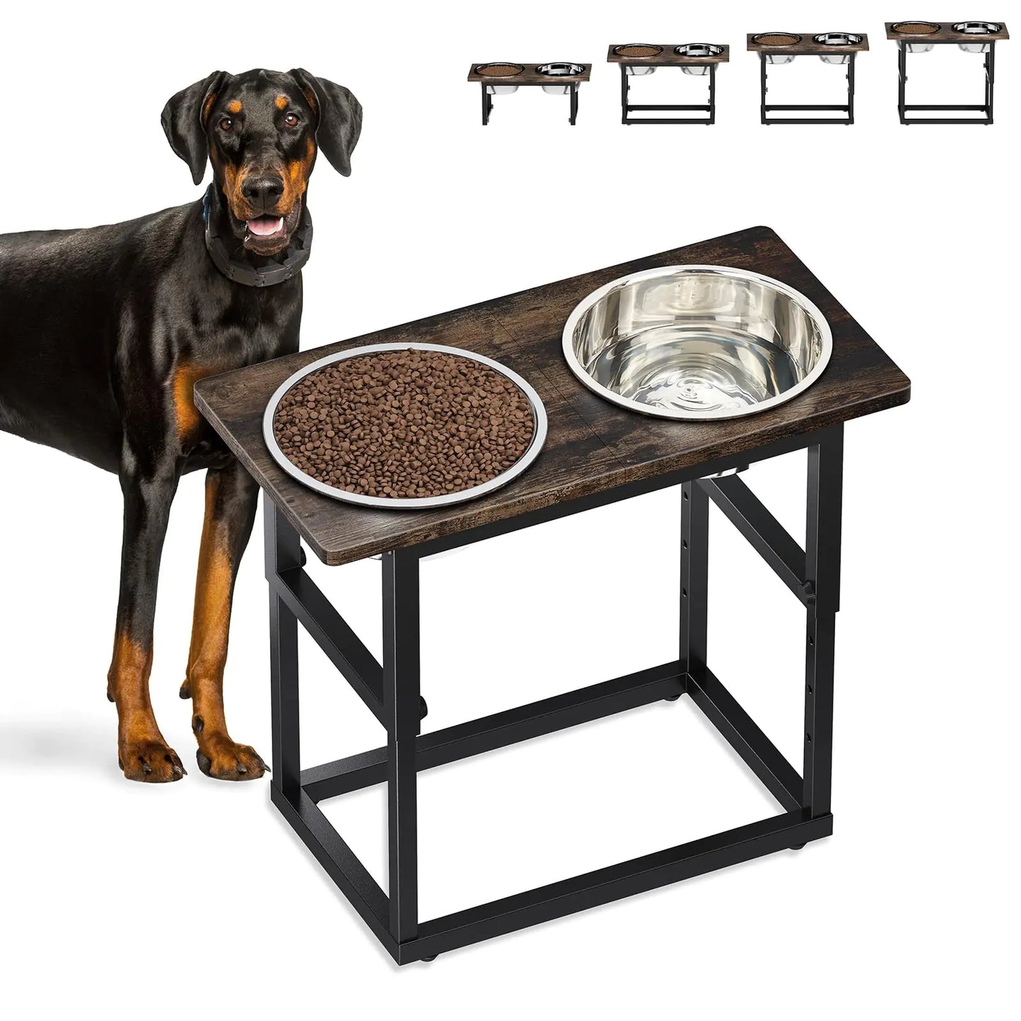 Elevated Dog Bowls for Large and Extra-Large Dogs with 5 Adjustable Heights