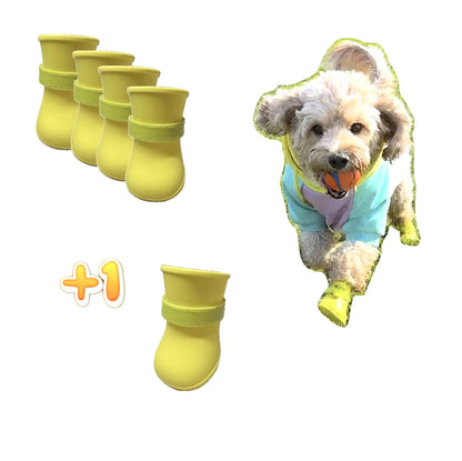 Ultra Soft Waterproof & Dirt-Resistant Yellow Dog Boots by Quality Life Hack (Plus One Free) - Size Large